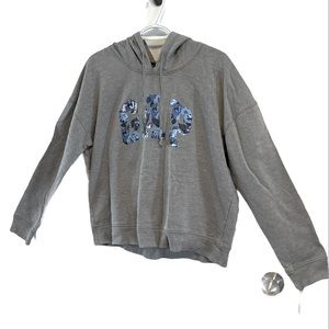 Gap grey hooded blue rose sweatshirt XL